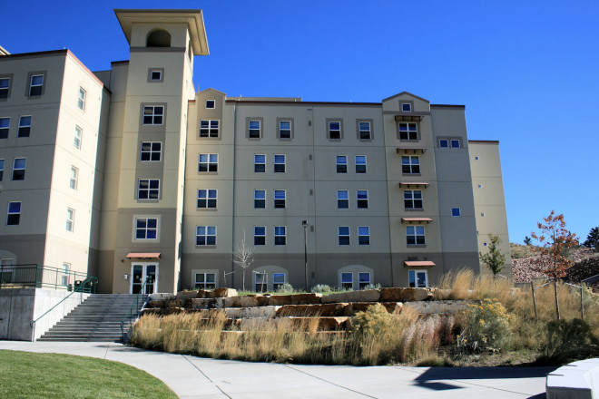 UCCS Campus Alpine Village – Colorado Springs, CO – Installed by Landtech Contractors utilizing large Siloam Slabs & Stair Treads