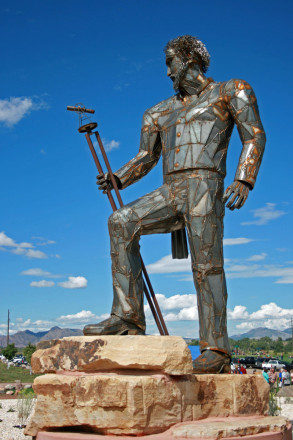 The conceptual rendering was provided by artist John Alderman, and the sculpture was created by artist Sheldon Roberts.