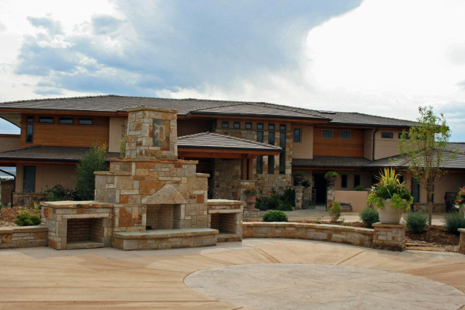 Architects: VMD Architects (Victor Mark Donaldson), Avon, CO. General Contractor: HE Whitlock, Inc., Pueblo, CO. Masonry Installation: Mountain Masonry, Canon City, CO. Description: Natural Bed Face – Sienna Buff, custom split ashlar full thickness veneer.