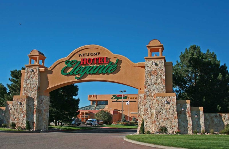 The pillars for the Hotel Eleganté’s sign in Colorado Springs, CO. are constructed of a Random Web Wall with Sienna Buff full-thickness veneer.